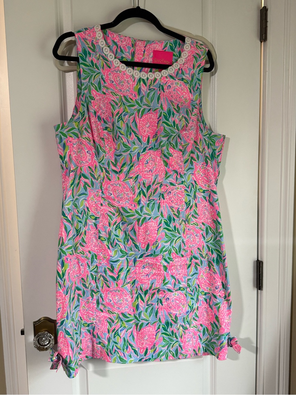 Lilly Pulitzer Pink & Green Floral Sleeveless Shift Dress 16